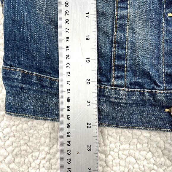 True Religion Denim Trucker Jacket Jimmy Women’s Medium Distressed Y2K - Picture 14 of 14